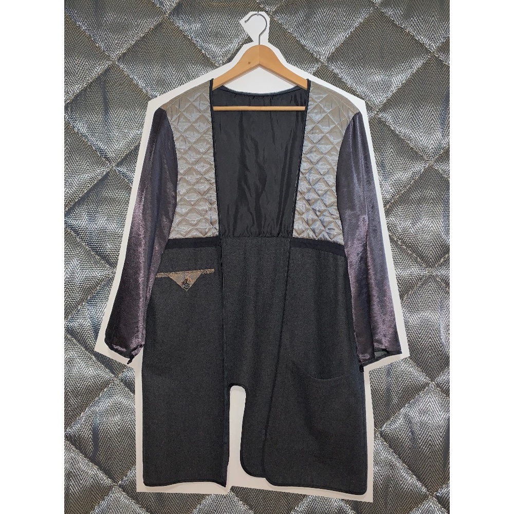 Vintage quilted multimedia lightweight duster liner coat, women's size L